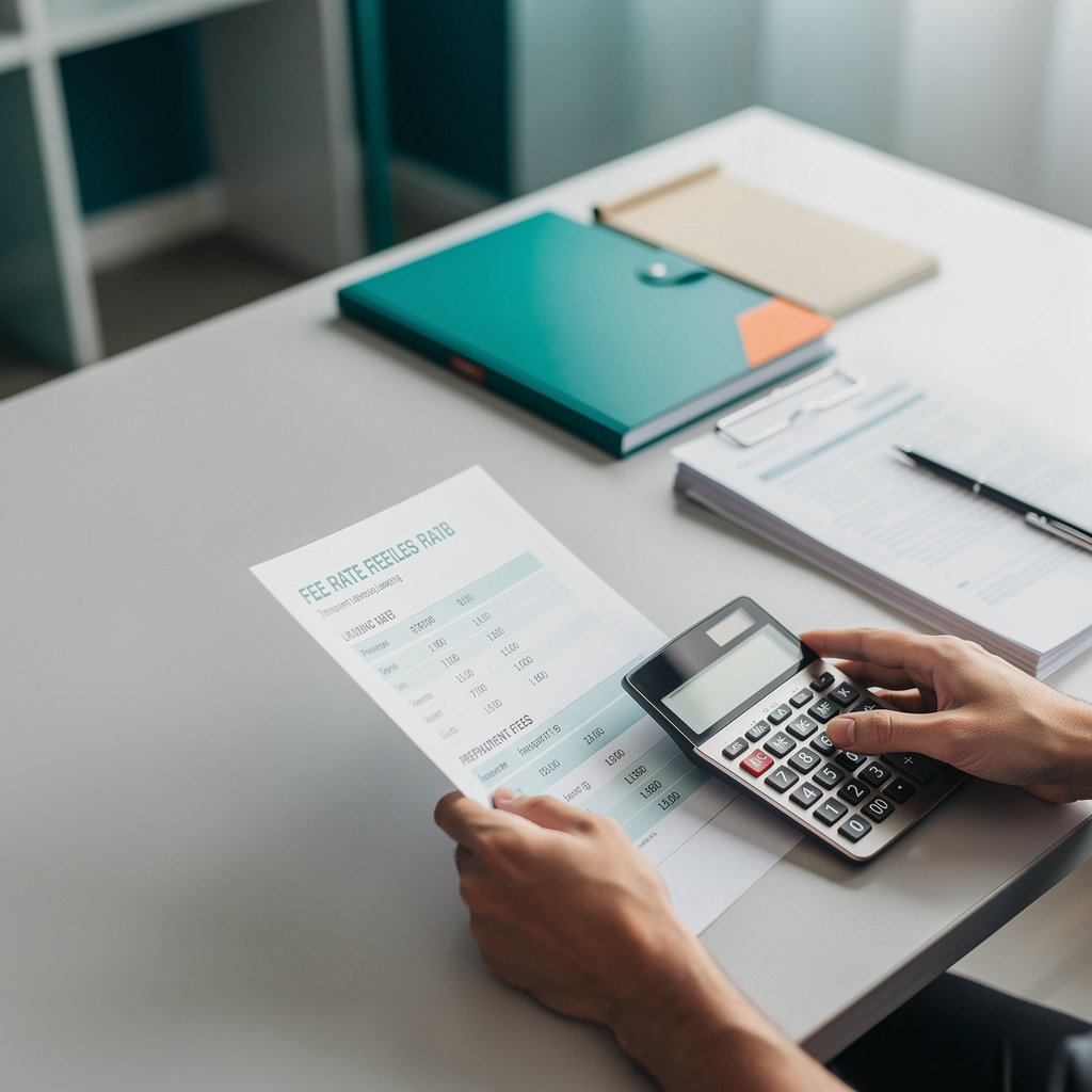 Lending expert explaining interest rates and fees to borrower in Dallas
